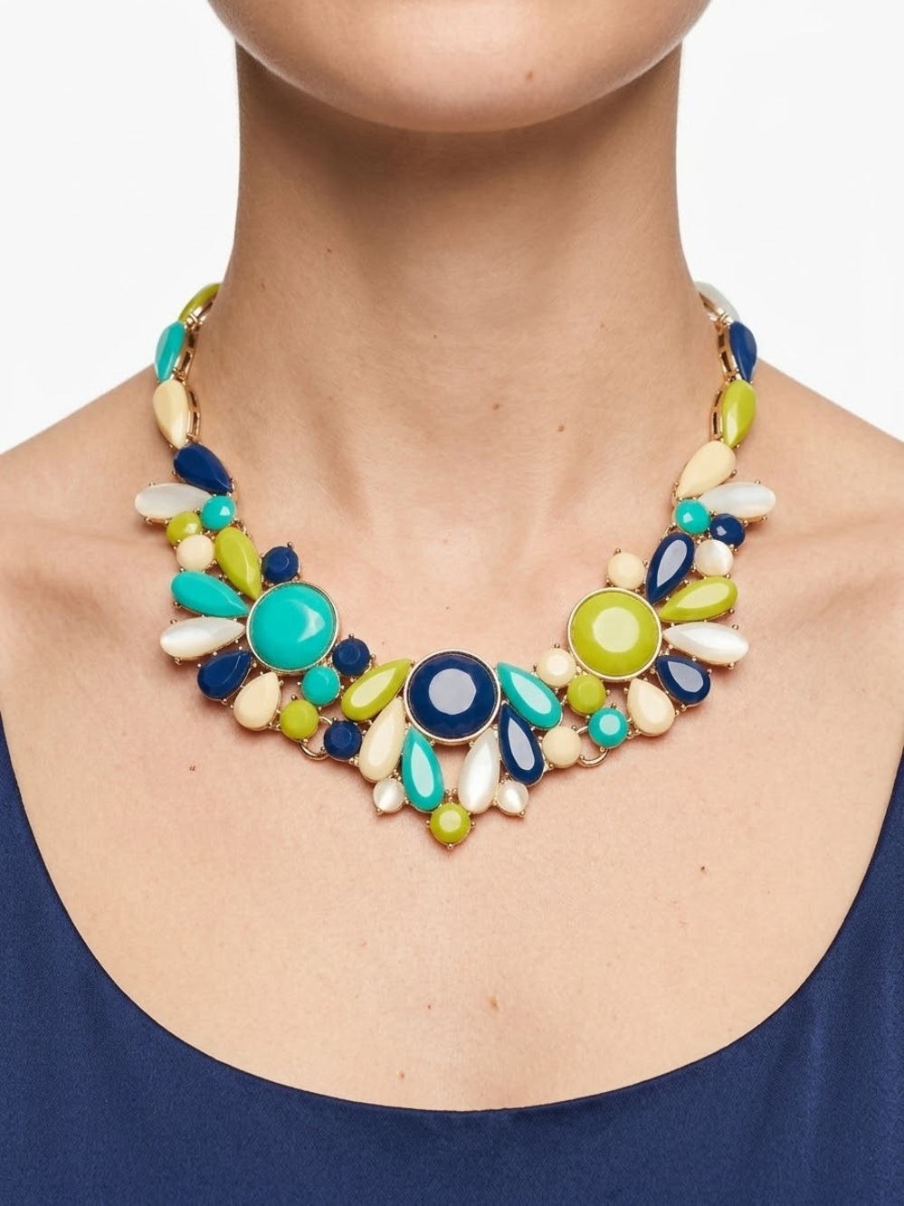 Banana Republic Statement Multi-Color Beaded Collar Necklace